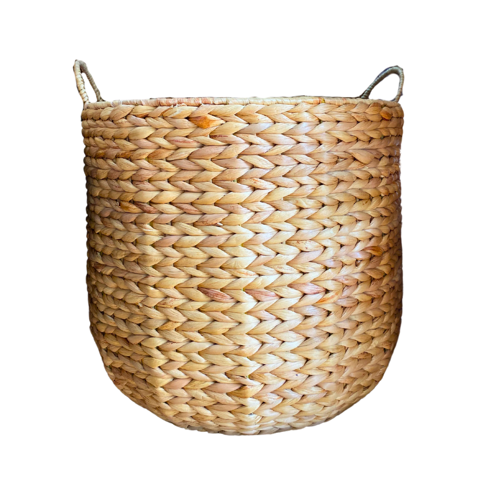 104001 Round Water Hyacinth Laundry Basket with Handles – Vietnam Handicraft