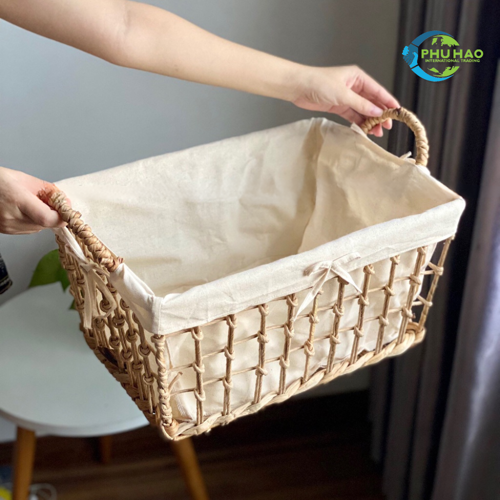 104008 Awesome Open Oval Woven Water Hyacinth Basket with Handles