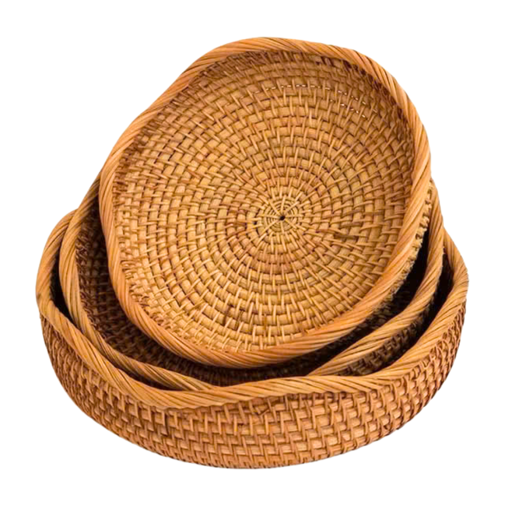 102008 Wavy Circular Rattan Basket High Quality