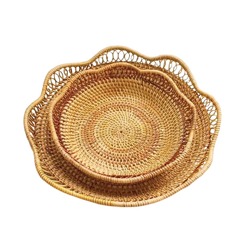 202003 Multi-Purpose Rattan Tray With Wavy Edges From Viet Nam