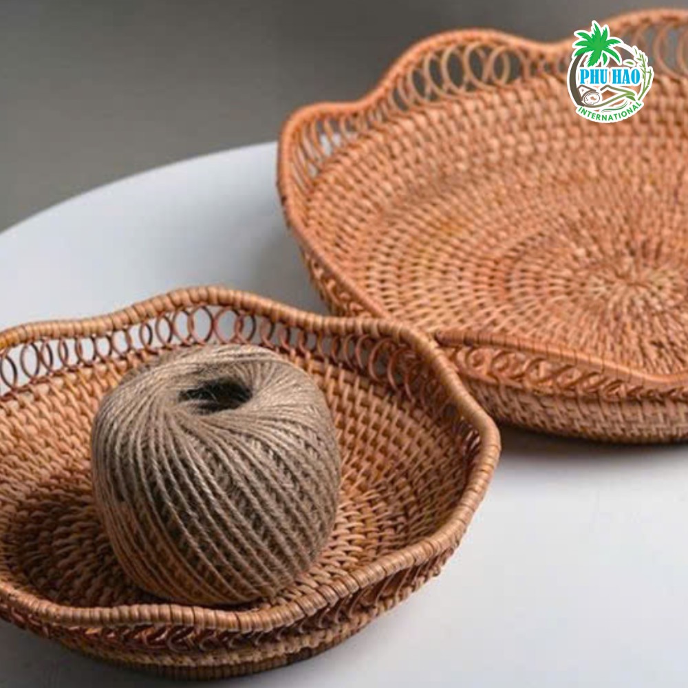 202003 Multi-Purpose Rattan Tray With Wavy Edges From Viet Nam