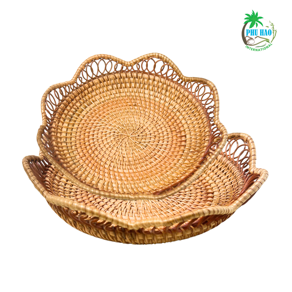 202003 Multi-Purpose Rattan Tray With Wavy Edges From Viet Nam