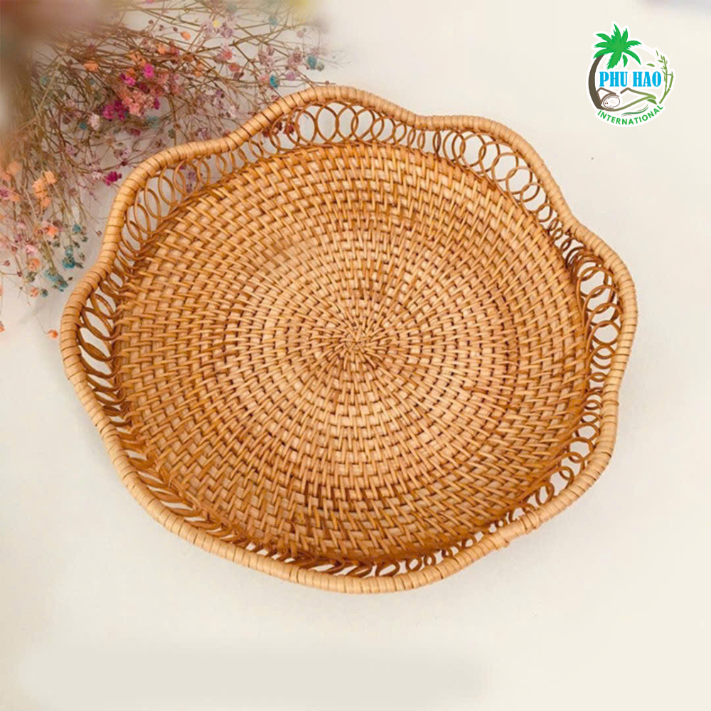 202003 Multi-Purpose Rattan Tray With Wavy Edges From Viet Nam
