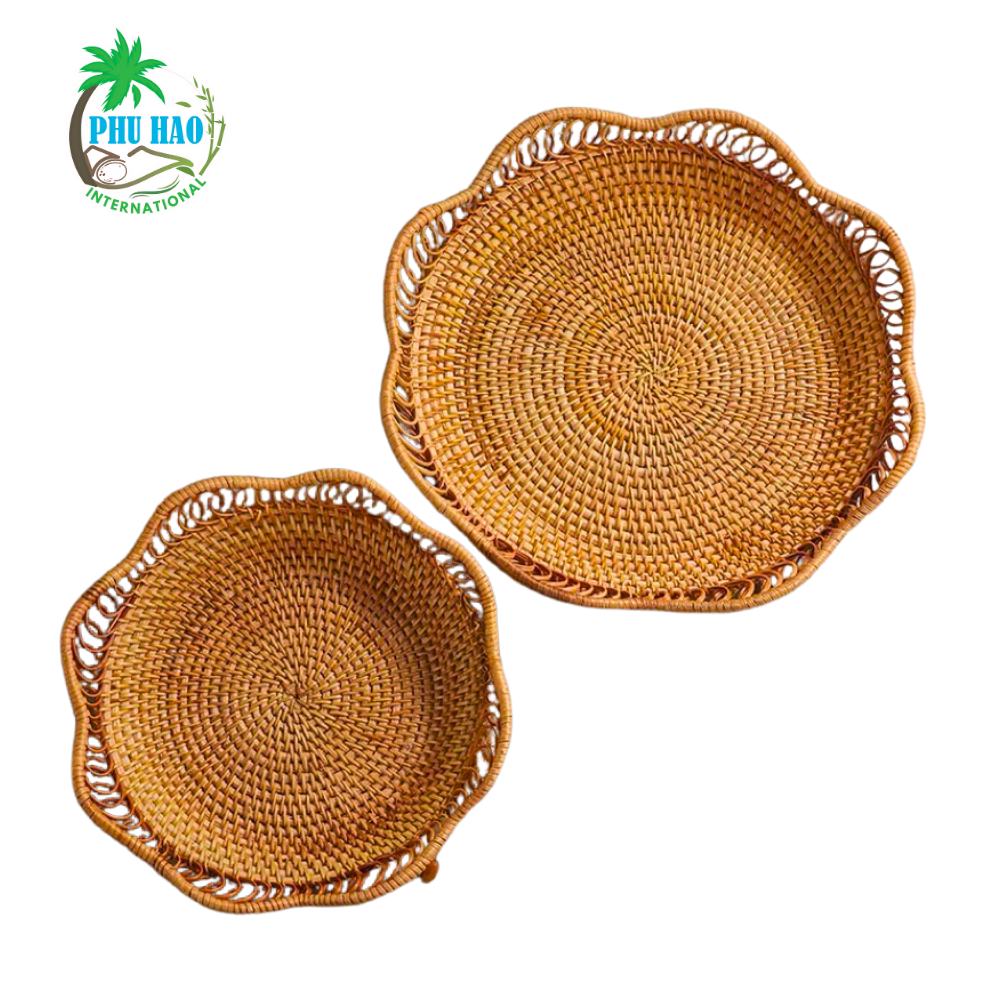 202003 Multi-Purpose Rattan Tray With Wavy Edges From Viet Nam