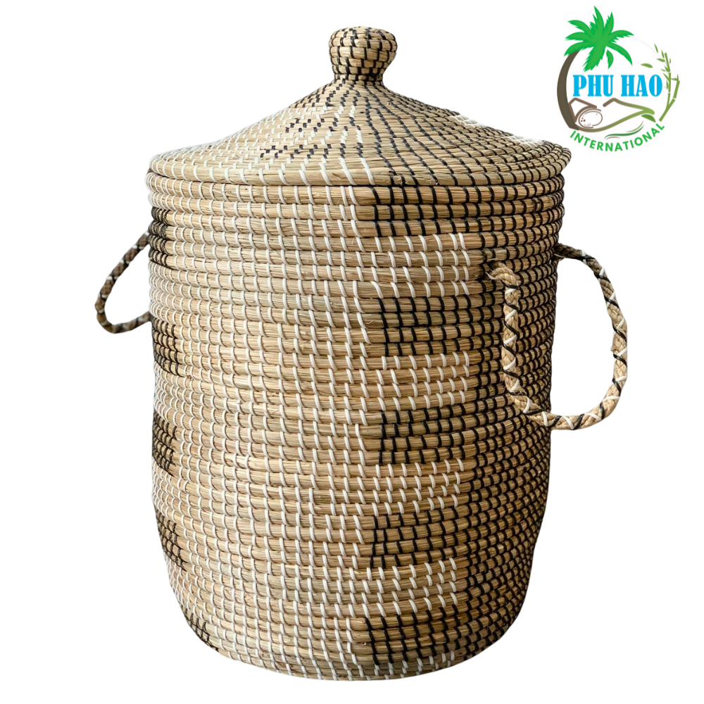 103003 Seagrass Basket With Lid Designed To Save Clothes And Space