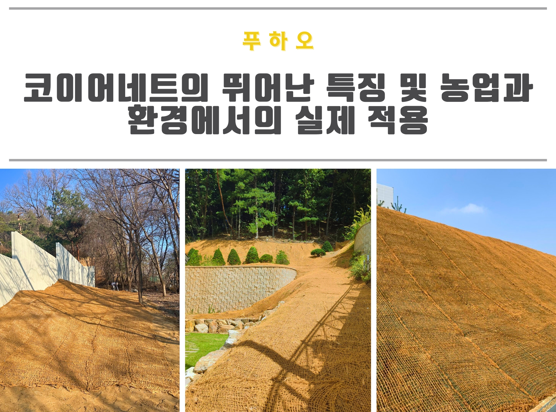 코이어네트의 뛰어난 특징 및 농업과 환경에서의 실제 적용