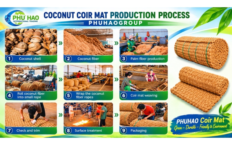 Coir mats manufactured and packed for shipment