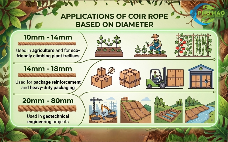 Coir rope diameter specifications
